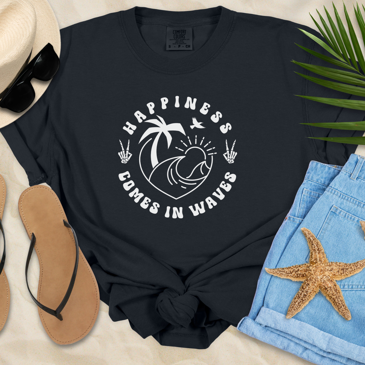 Happiness Comes In Waves T-shirt