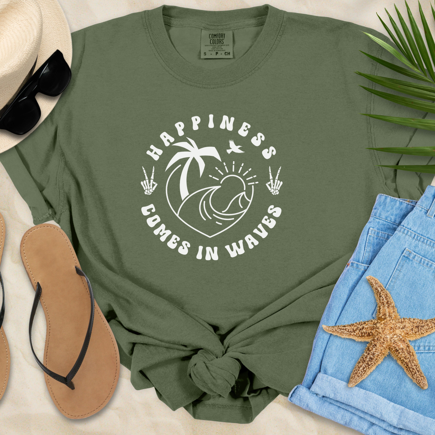 Happiness Comes In Waves T-shirt