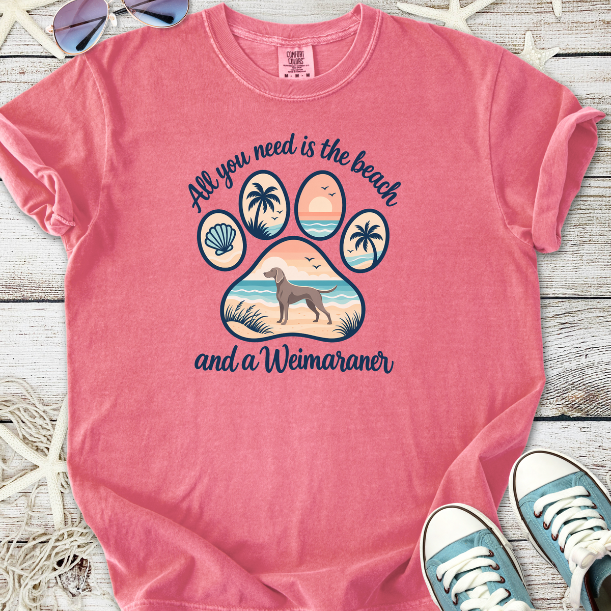 Beach And A Weimaraner T-Shirt