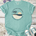 Mint green cotton t-shirt with beach-themed graphic and text, perfect for summer outings.