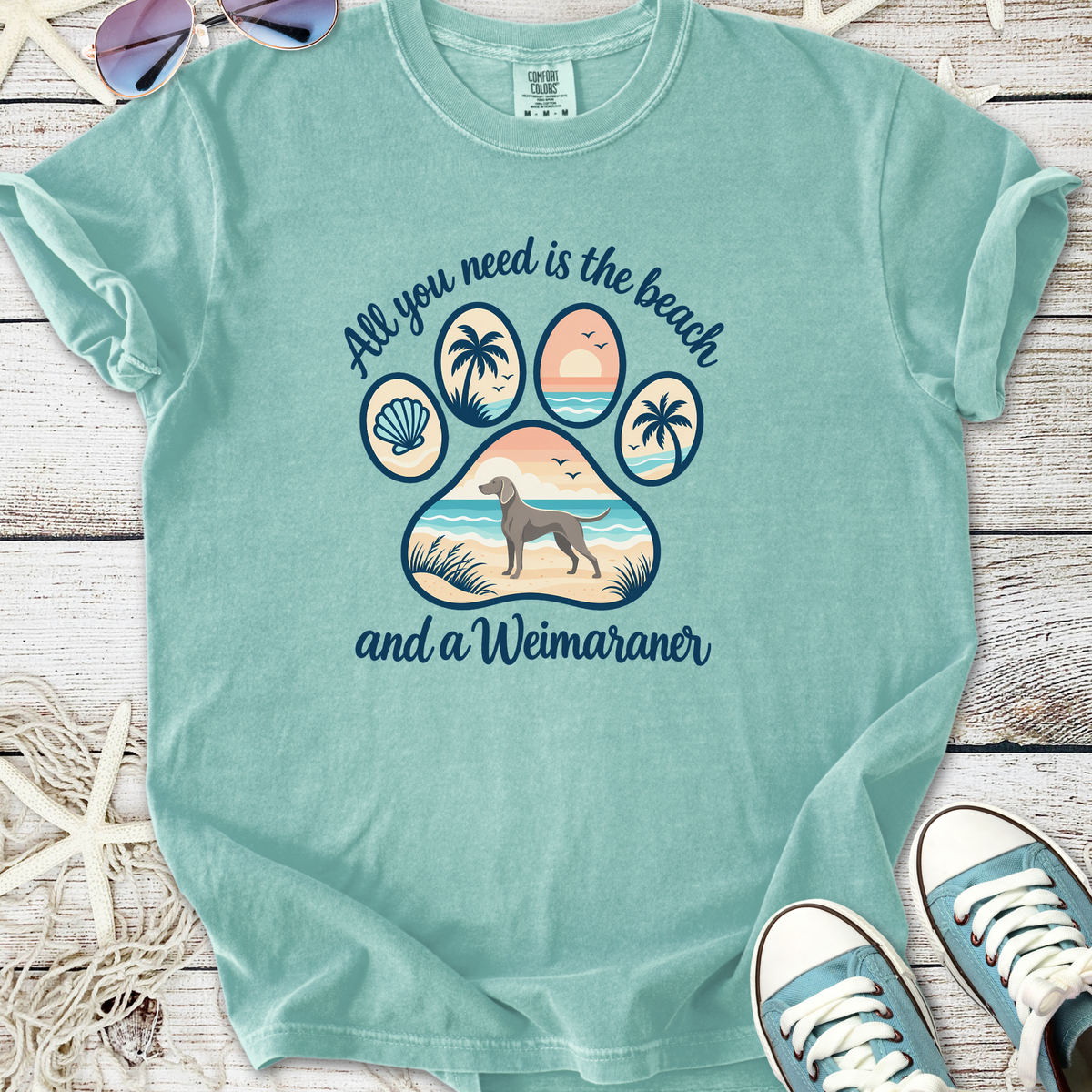 Beach And A Weimaraner T-Shirt