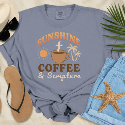 Sunshine, Coffee & Scripture T-shirt  T-Shirt