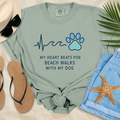 My Heart Beats For Beach Walks With My Dog  T-Shirt