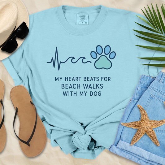 My Heart Beats For Beach Walks With My Dog  T-Shirt