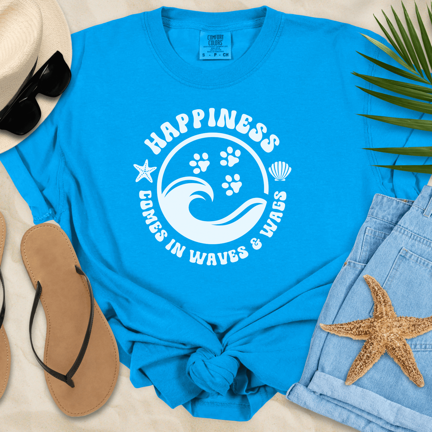Happiness Comes In Waves & Wags T-shirt