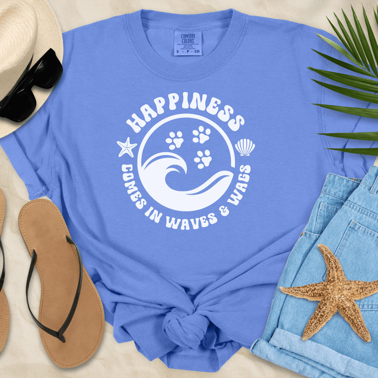 Happiness Comes In Waves & Wags T-shirt