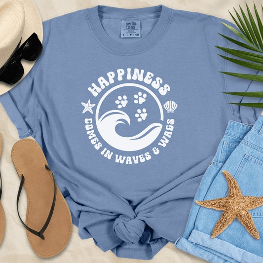 Happiness Comes In Waves & Wags T-shirt