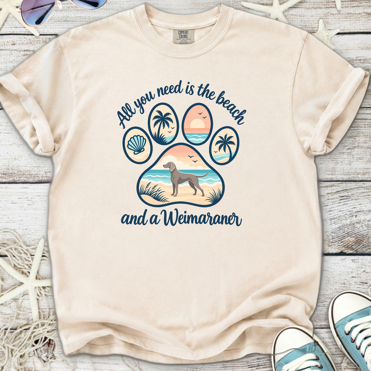 Beach And A Weimaraner T-Shirt