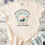 Cream graphic tee featuring a French Bulldog and beach-themed design, perfect for dog lovers.