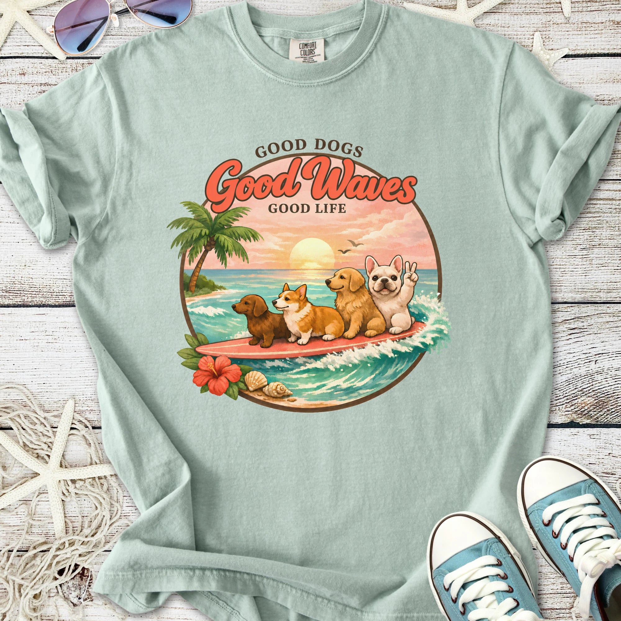 Good Dogs Good Waves Good Life T-Shirt