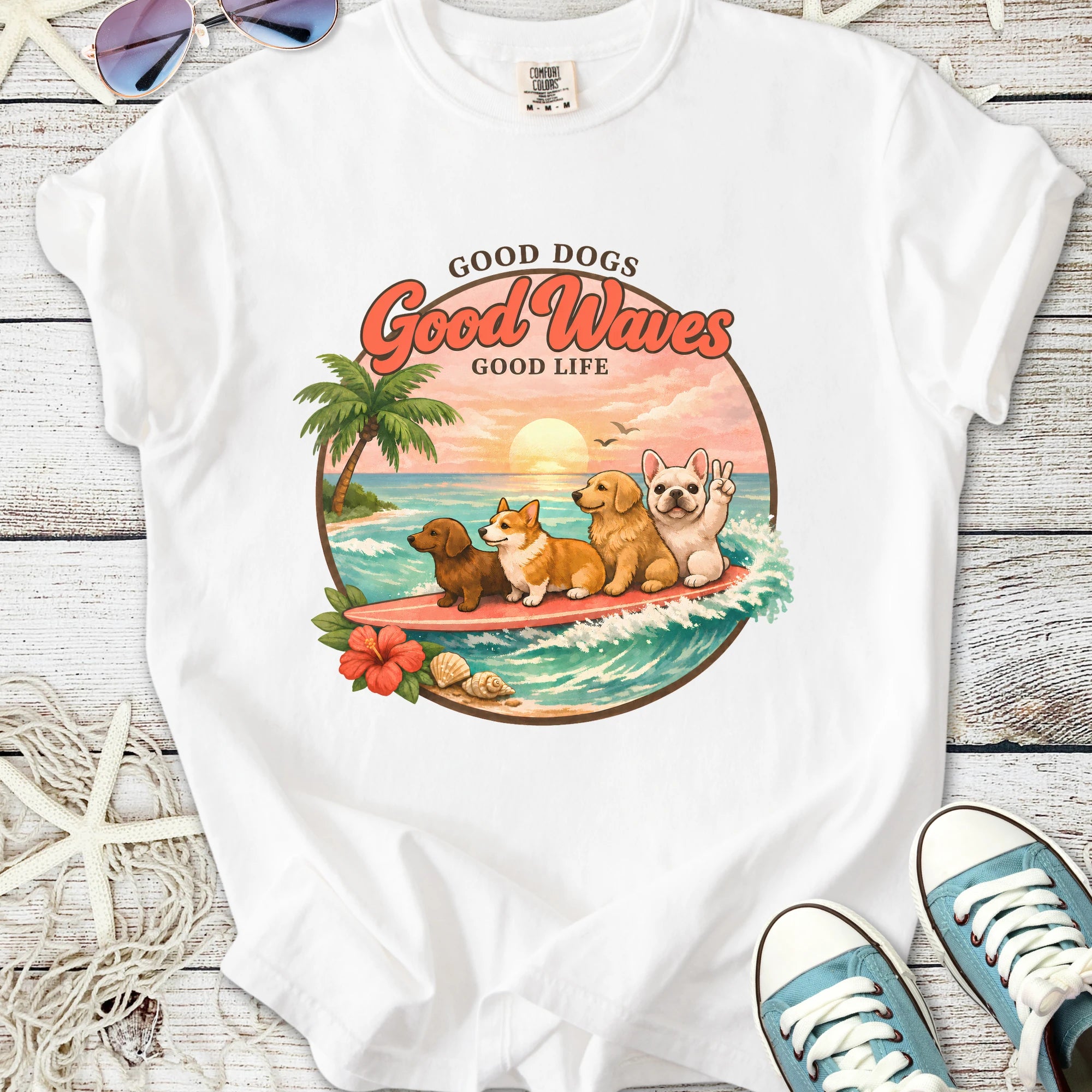 Good Dogs Good Waves Good Life T-Shirt