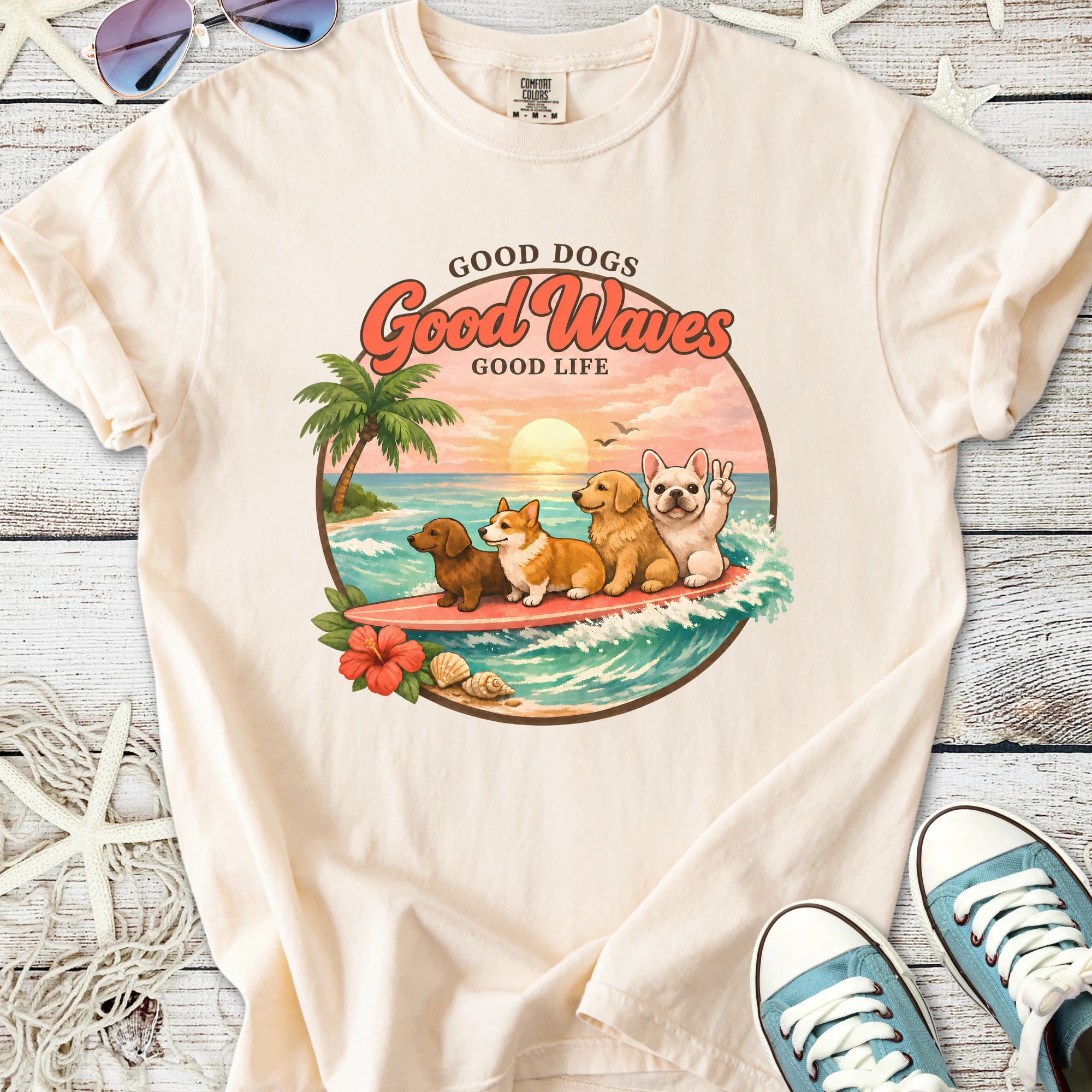 Good Dogs Good Waves Good Life T-Shirt